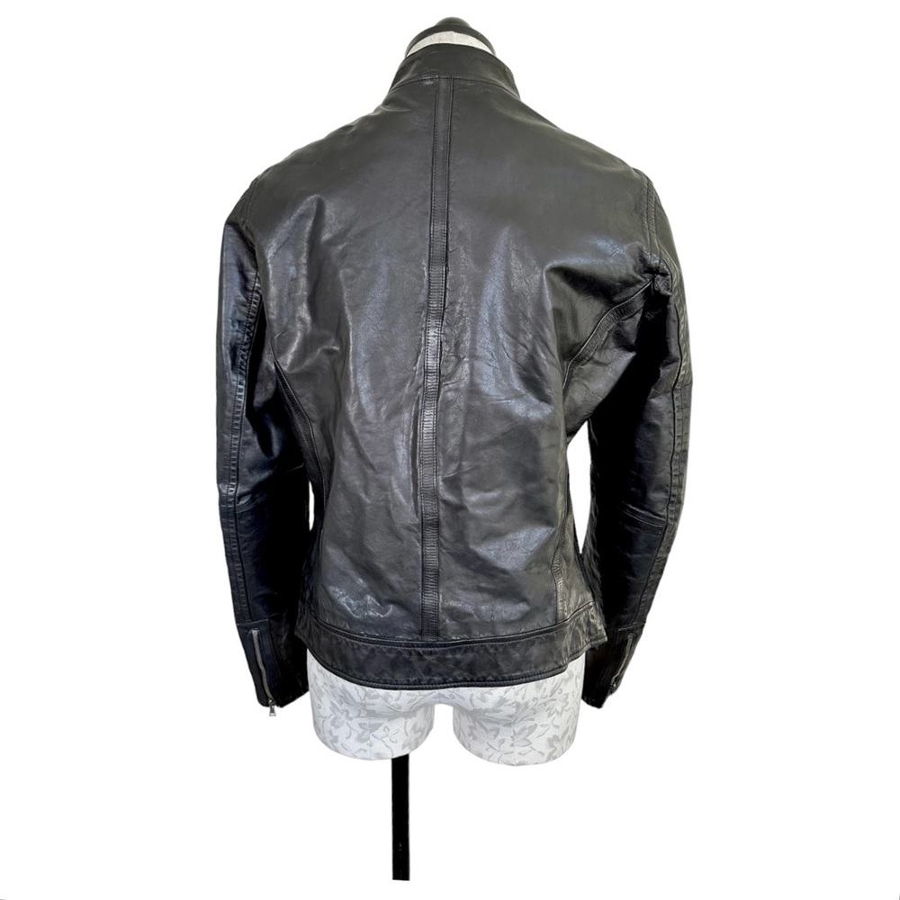 Banana Republic Women's Leather Jacket Asymmetrical Zipper Zip Cuffs Size Medium - Picture 7 of 15